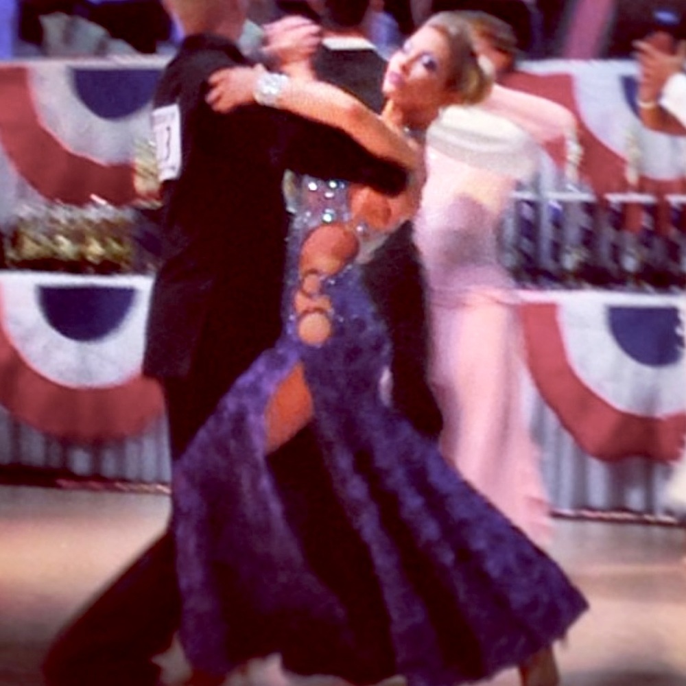 Jordy purple Swarovski crystal smooth ballroom dress